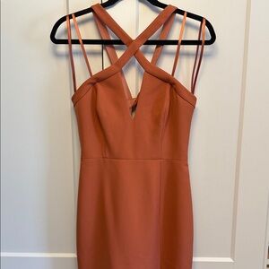 BCBGMaxAzria Soft Rust Orange Backless Dress